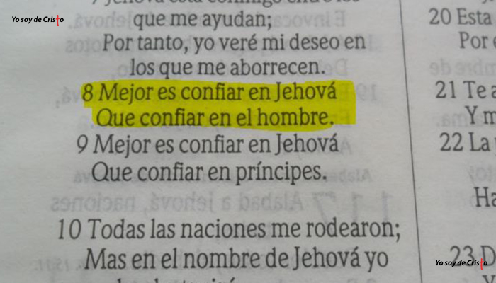 Versículos Biblicos para aumentar tu fe en Dios Salmos 118-8